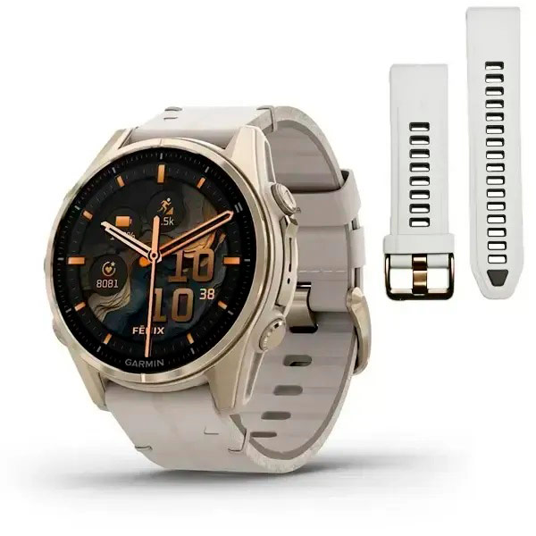 Garmin fenix 8 43mm,AMOLED,Saph,SftGldSS/FogGryLeatherBnd,Excl Garmin fenix 8 43mm,AMOLED,Saph,SftGldSS/FogGryLeatherBnd,Excl