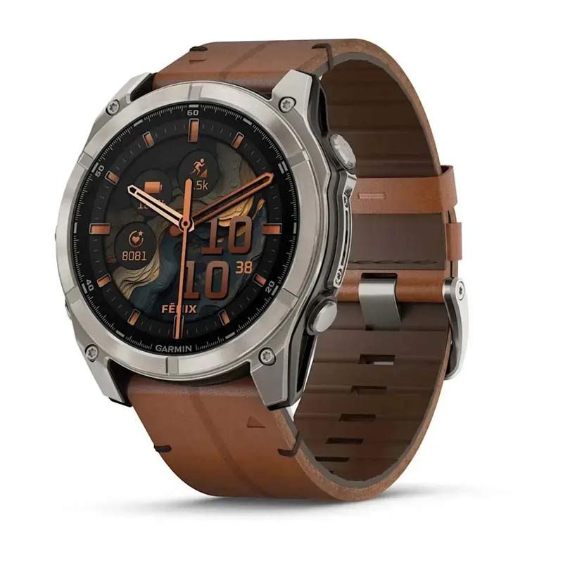 Garmin fenix 8 51mm,AMOLED,Sapphire, Bare Ti, Blk/Chsnt Lthr