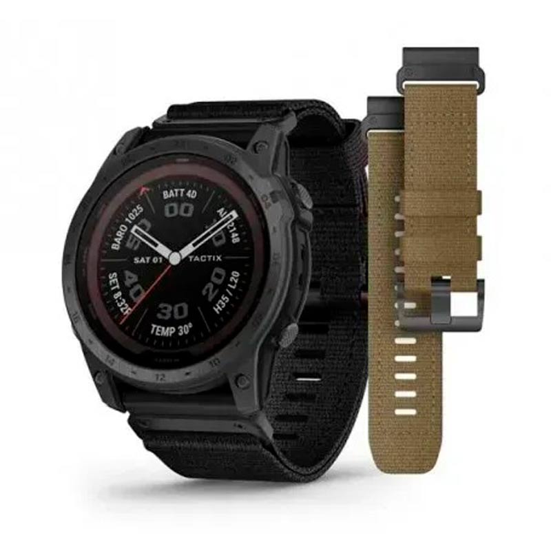Garmin Смарт-часы Garmin Tactix 7 – Pro Edition черные с нейлоновыми ремешками черного и коричневого цвета