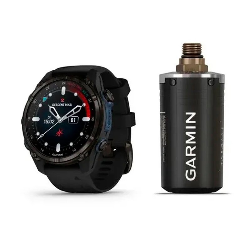 Garmin Смарт-годинник Garmin Descent Mk3i - 43 мм, титан Carbon Grey DLC з чорним силіконовим ремінцем + трансивер Descent T2