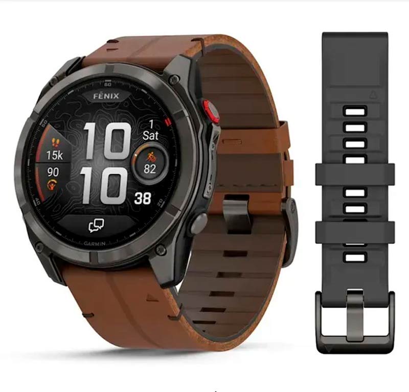 Garmin Смарт-годинник Garmin Fenix 8 Pro (51 mm) AMOLED Sapphire, титан Carbon Gray DLC із каштановим шкіряним ремінцем